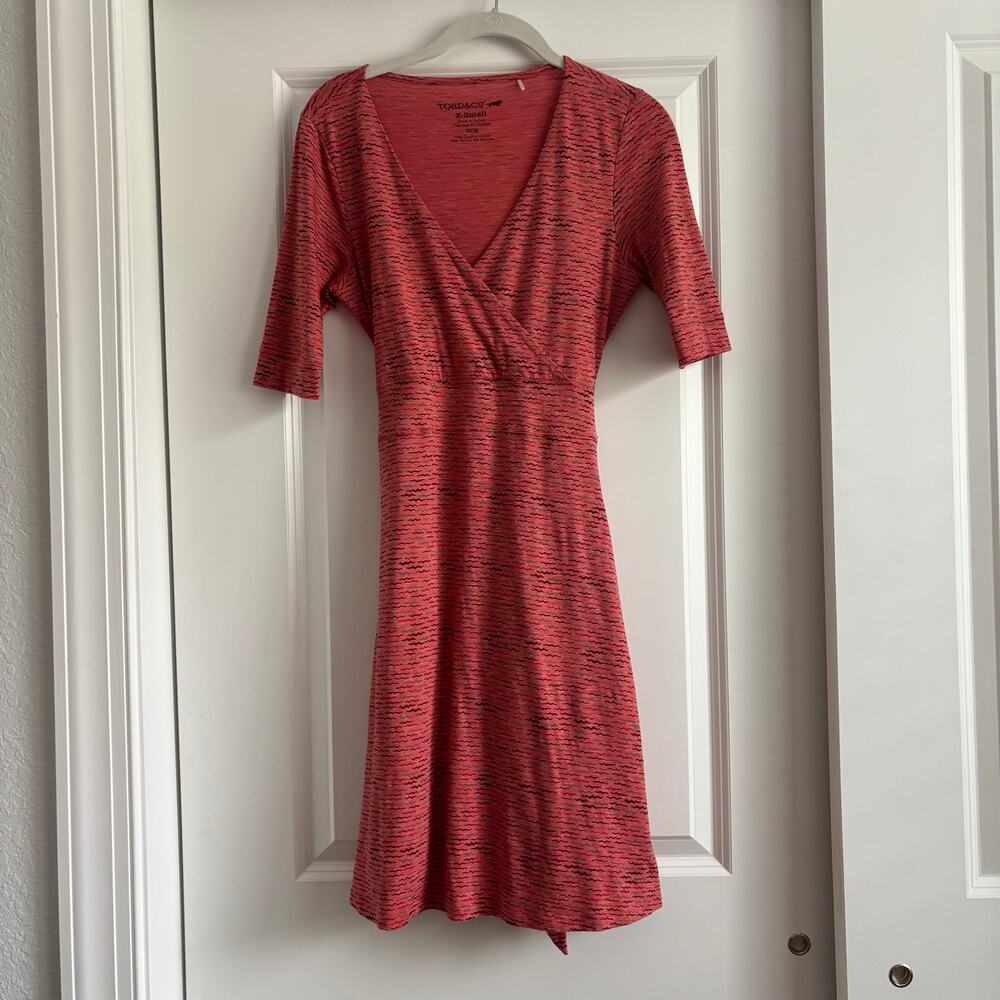 Toad & Co Women’s Cue Faux Wrap Cafe Dress XS Athleisure Outdoor Casual